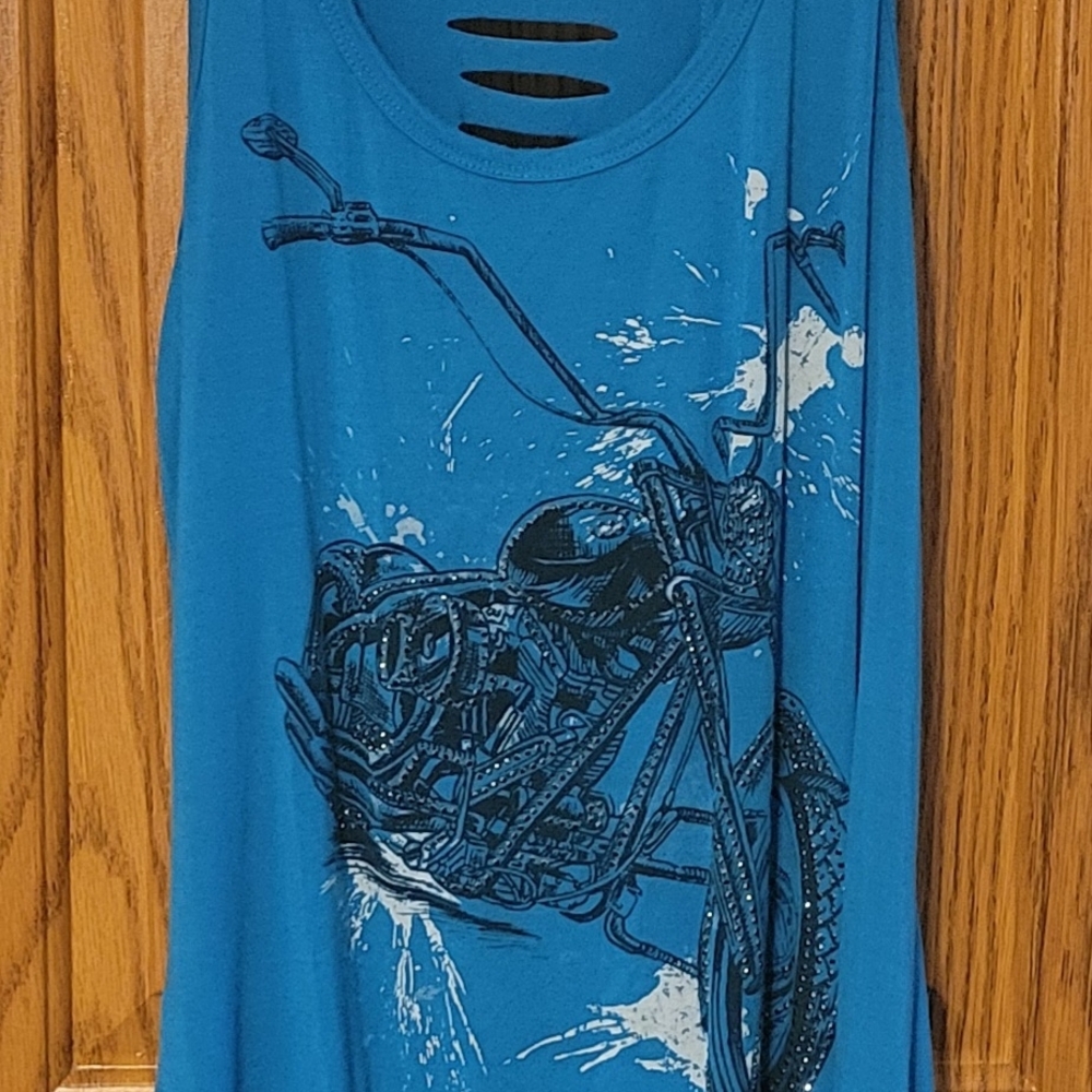 Blue Graphic Tank Top
